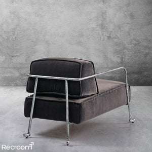 Thaddeo Gray Velvet Armchair - Zonesus