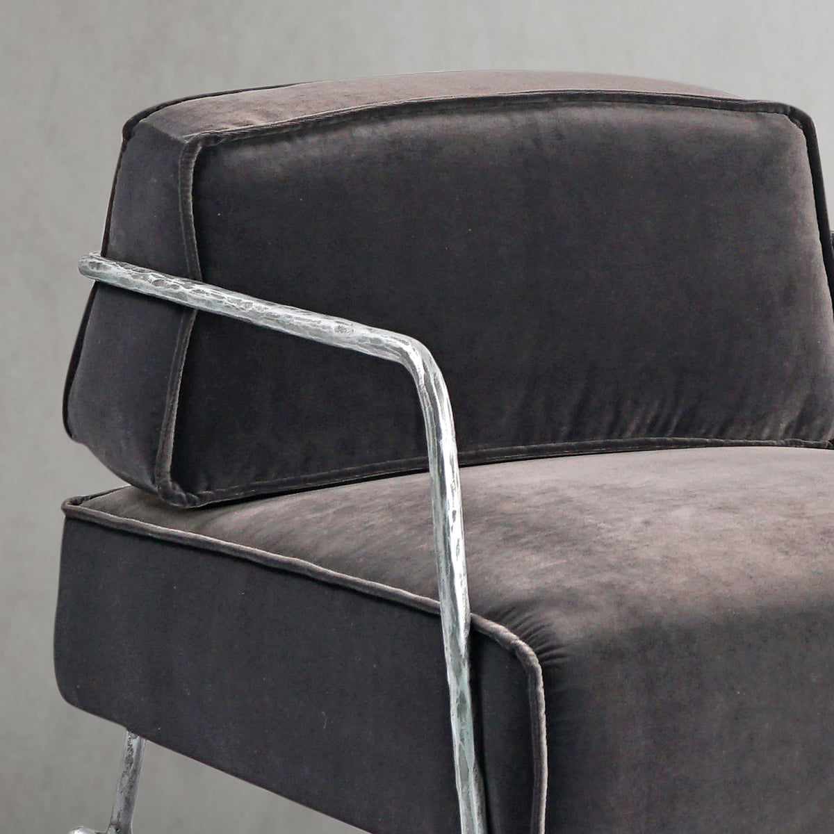 Thaddeo Gray Velvet Armchair - Zonesus