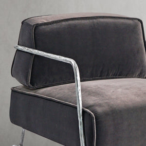 Thaddeo Gray Velvet Armchair - Zonesus