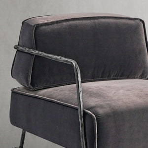 Thaddeo Gray Velvet Armchair - Zonesus