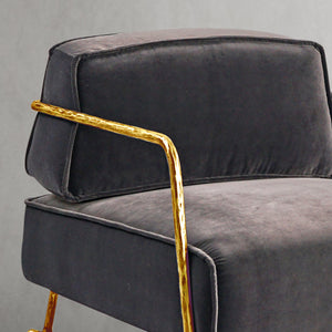 Thaddeo Gray Velvet Armchair - Zonesus