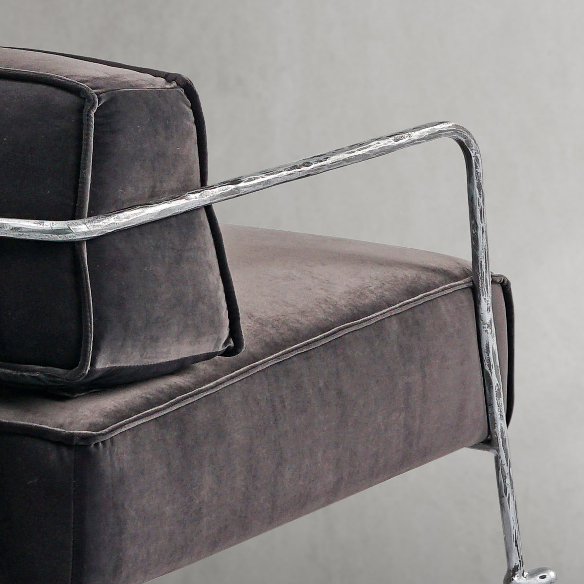 Thaddeo Gray Velvet Armchair - Zonesus