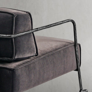 Thaddeo Gray Velvet Armchair - Zonesus