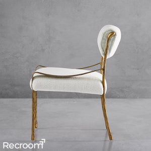 Thaddeo Retro Copper Iron Frame Armless Dining Chair - Zonesus