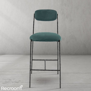 Thaddeo Green Fabric Bar Stool - Zonesus