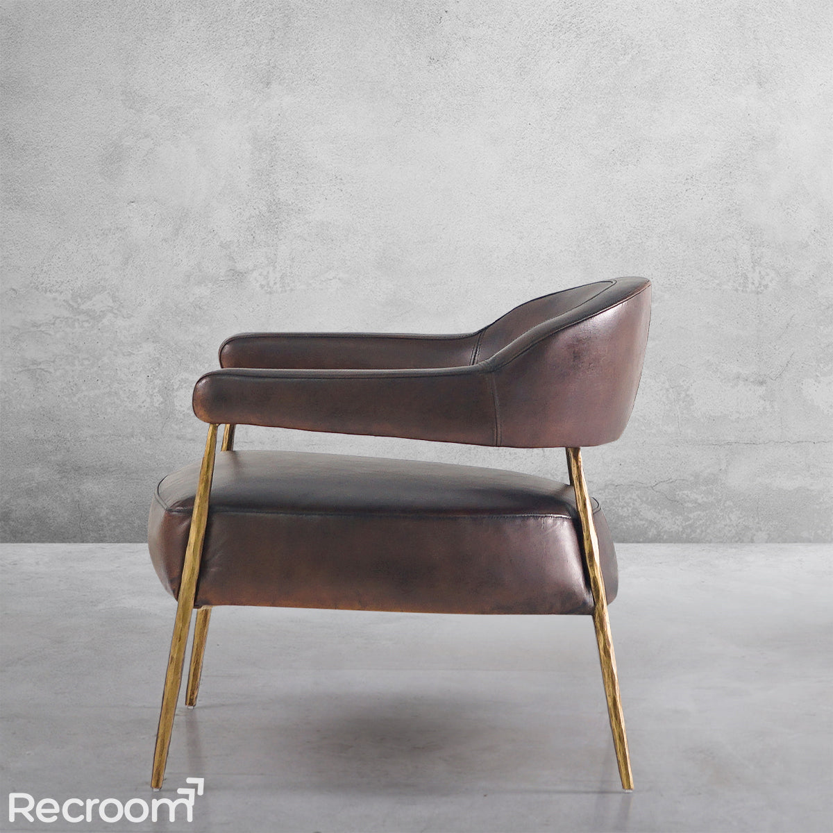 Thaddeo Brown Leather Lounge Armchair - Zonesus