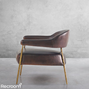 Thaddeo Brown Leather Lounge Armchair - Zonesus