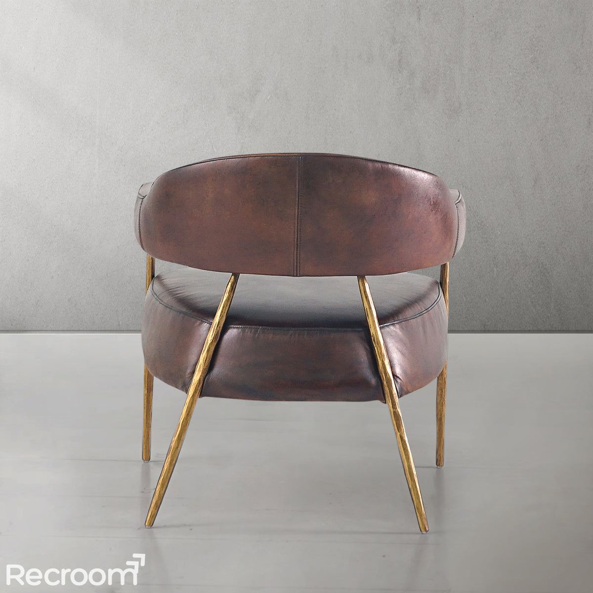 Thaddeo Brown Leather Lounge Armchair - Zonesus