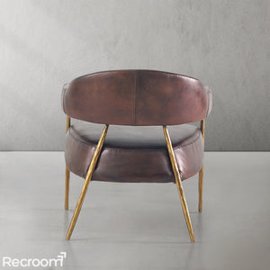 Thaddeo Brown Leather Lounge Armchair - Zonesus