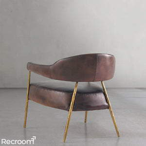 Thaddeo Brown Leather Lounge Armchair - Zonesus