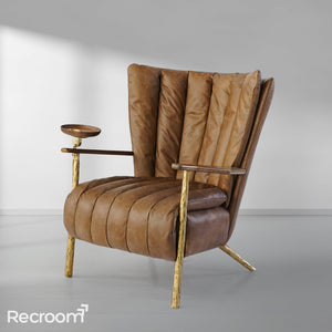 Thaddeo Vintage Leather Armchair Cigar Chair - Zonesus
