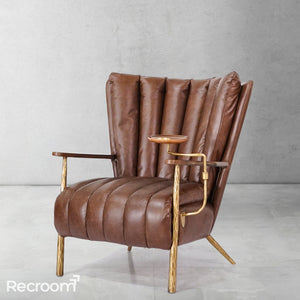 Thaddeo Vintage Leather Armchair Cigar Chair - Zonesus
