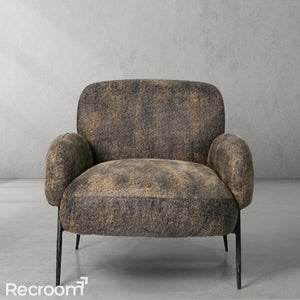 Thaddeo Vintage Pearl Grain Cowhide Lounge Chair - Zonesus
