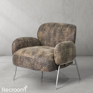 Thaddeo Vintage Pearl Grain Cowhide Lounge Chair - Zonesus