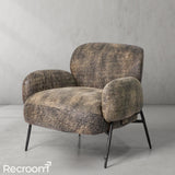 Thaddeo Vintage Pearl Grain Cowhide Lounge Chair - Zonesus