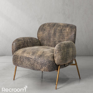 Thaddeo Vintage Pearl Grain Cowhide Lounge Chair - Zonesus