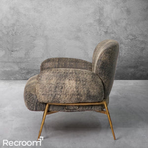 Thaddeo Vintage Pearl Grain Cowhide Lounge Chair - Zonesus