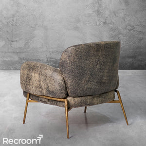 Thaddeo Vintage Pearl Grain Cowhide Lounge Chair - Zonesus
