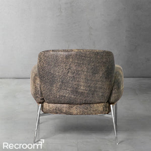 Thaddeo Vintage Pearl Grain Cowhide Lounge Chair - Zonesus