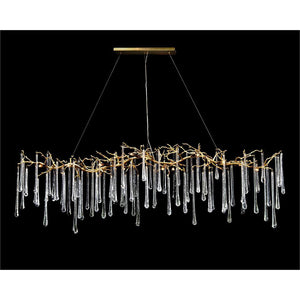 Teardrop Crystal Chandelier with Brass Branches 84" W - Zonesus