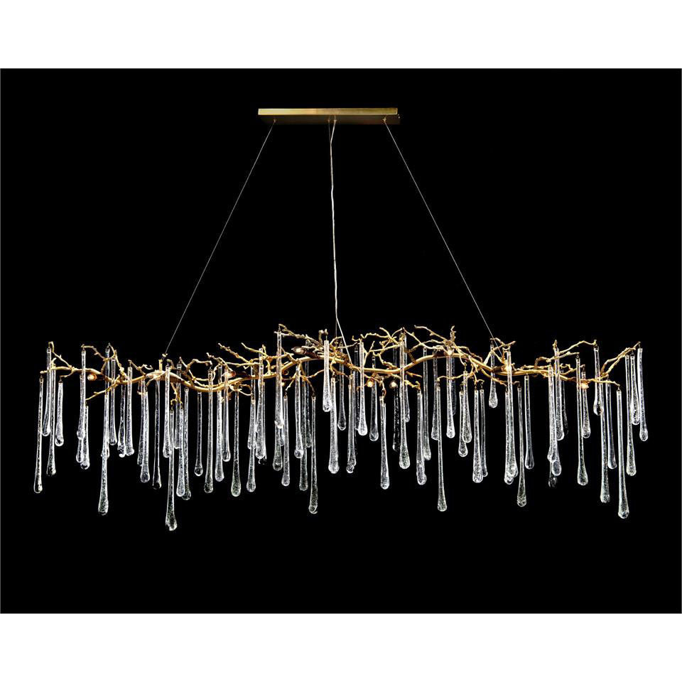 Teardrop Crystal Chandelier with Brass Branches 84" W - Zonesus