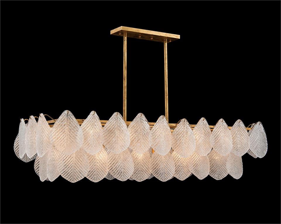 Frosted Glass Petal Horizontal Twenty-Four-Light Chandelier - Zonesus