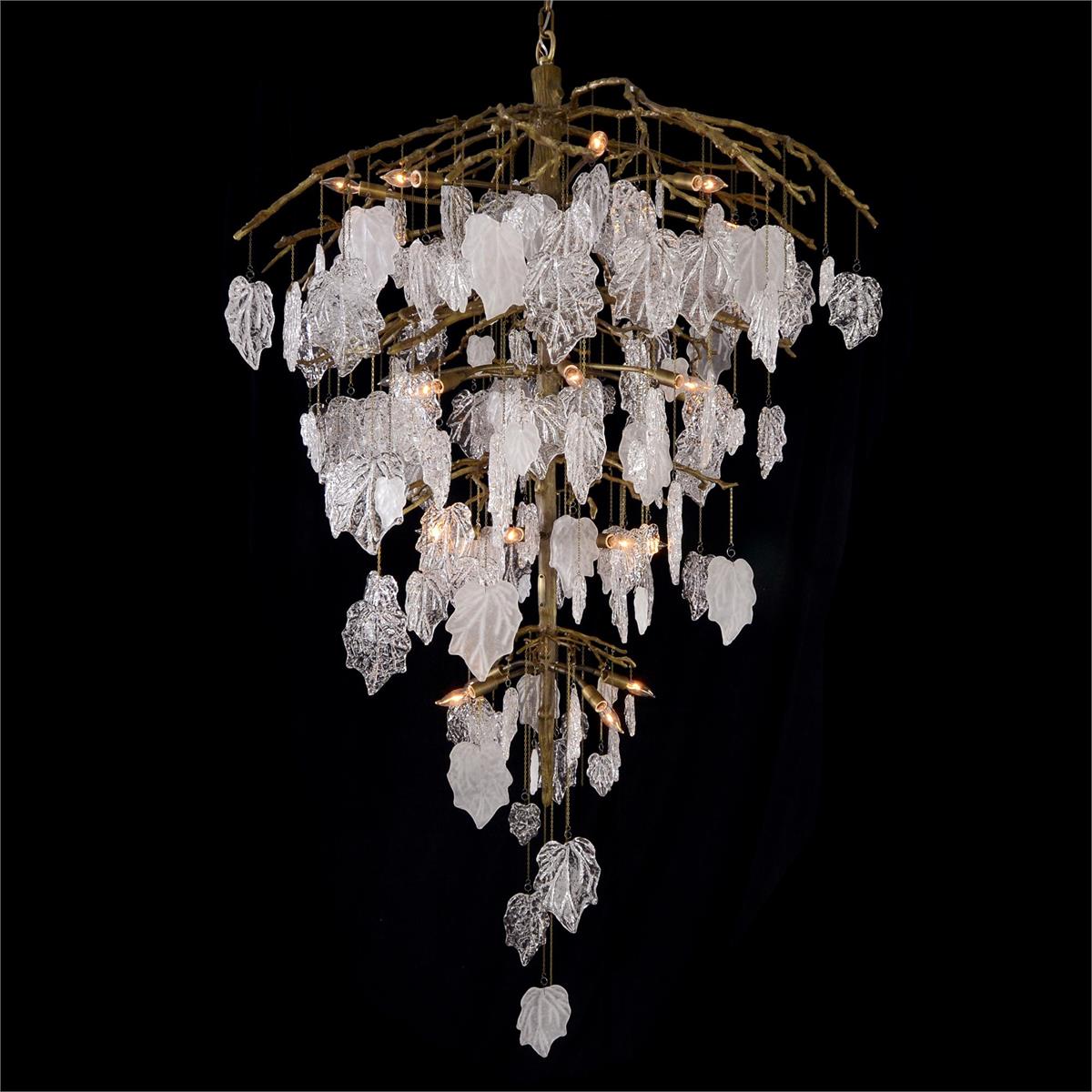 Glass Leaf Branch Chandelier 72"H - Zonesus