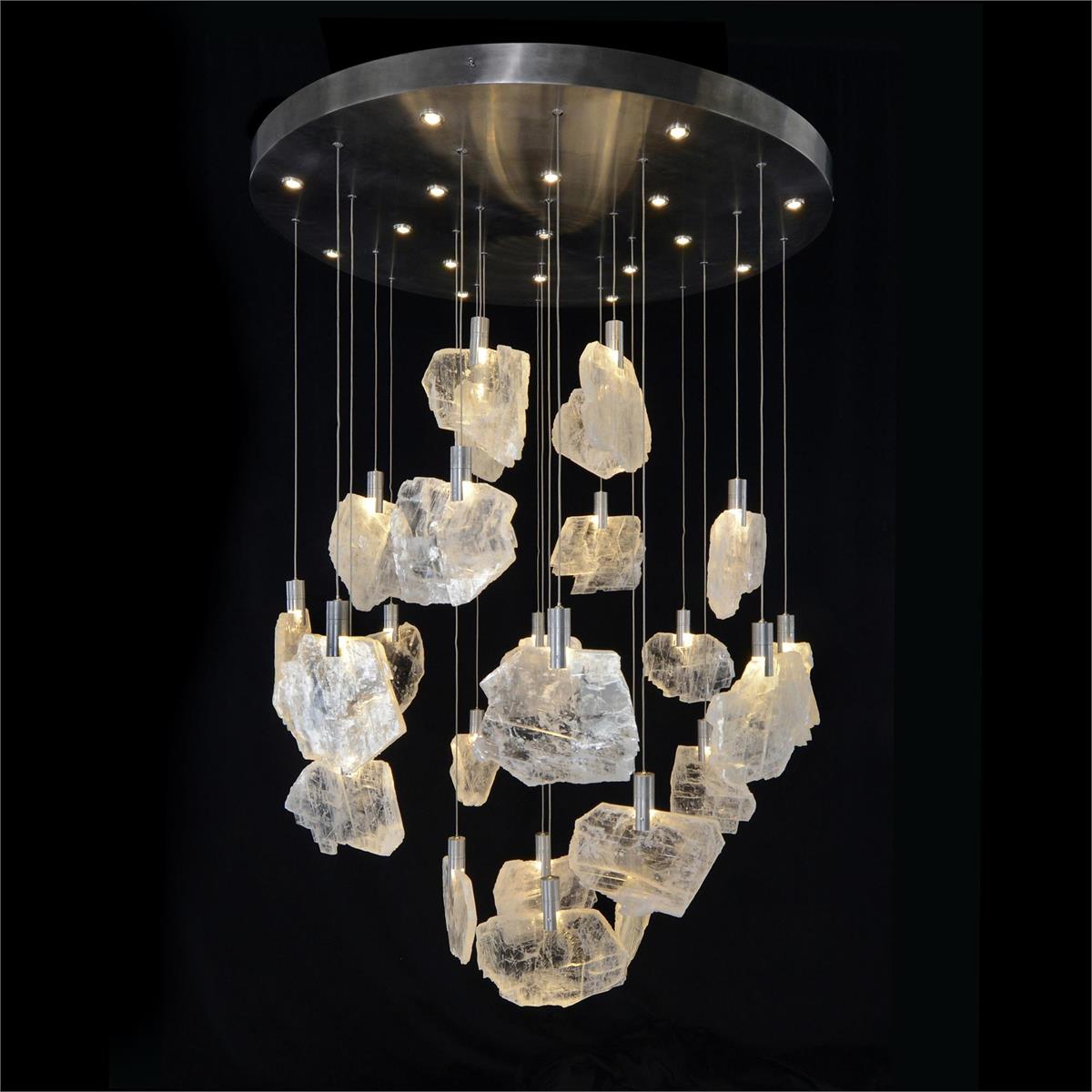 Selenite Pane Round Pendant Chandelier 38''D - Zonesus