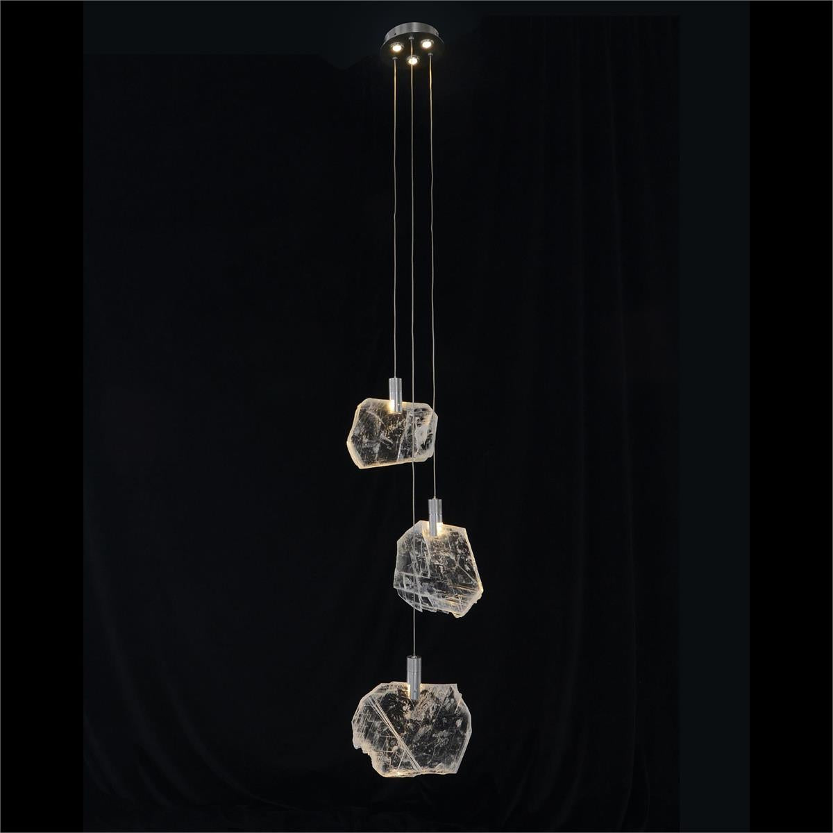 Moonlight Sonata: Selenite Pane Six-Light Droplight Chandelier - Zonesus