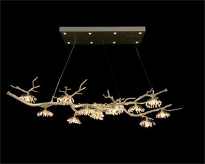 Hanasaku Crystal Bud Branch Fourteen-Light Oblong Chandelier - Zonesus