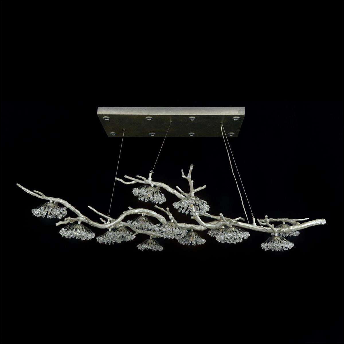 Hanasaku Crystal Bud Branch Fourteen-Light Oblong Chandelier - Zonesus