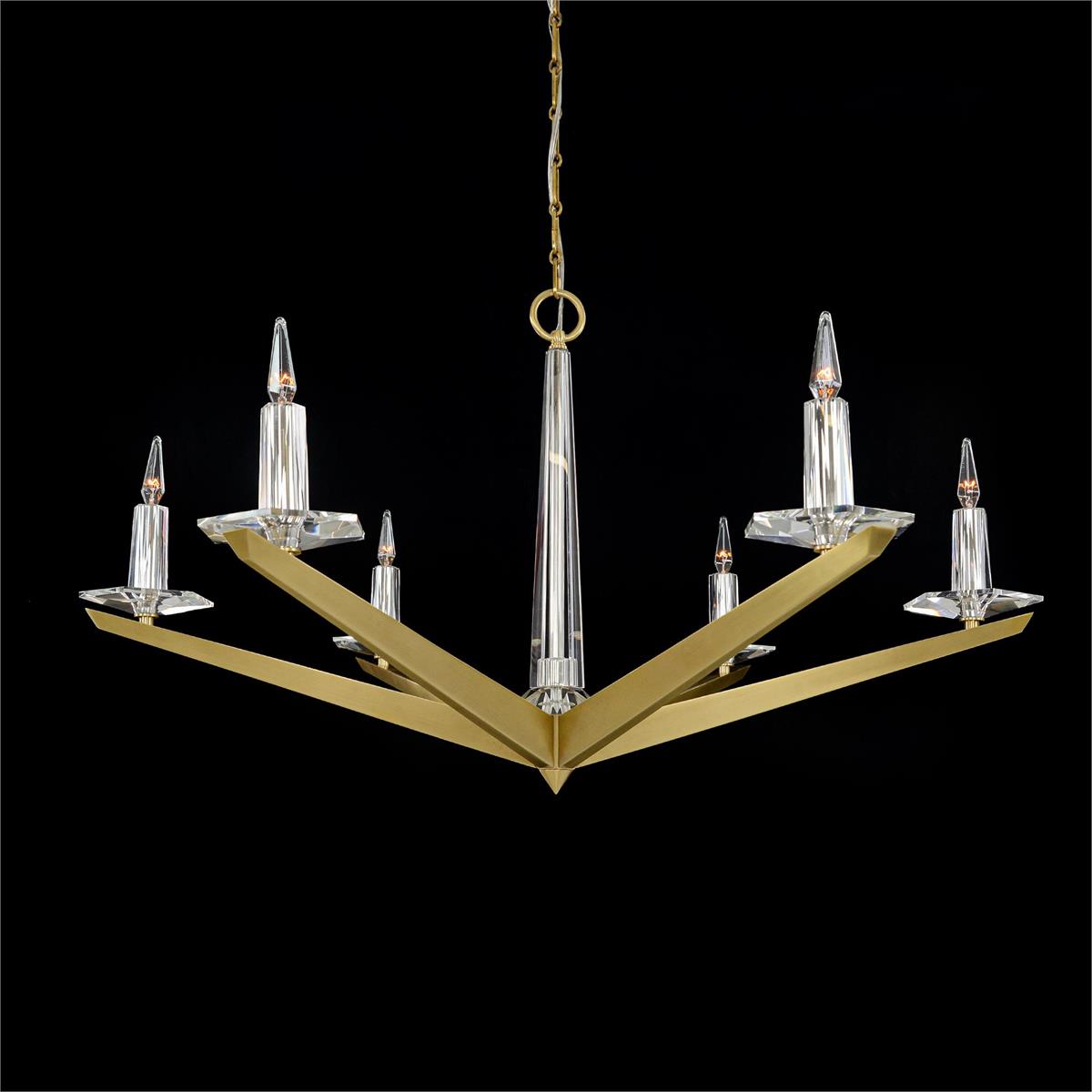 Antares Natural Brass Six Light Chandelier 48'' - Zonesus