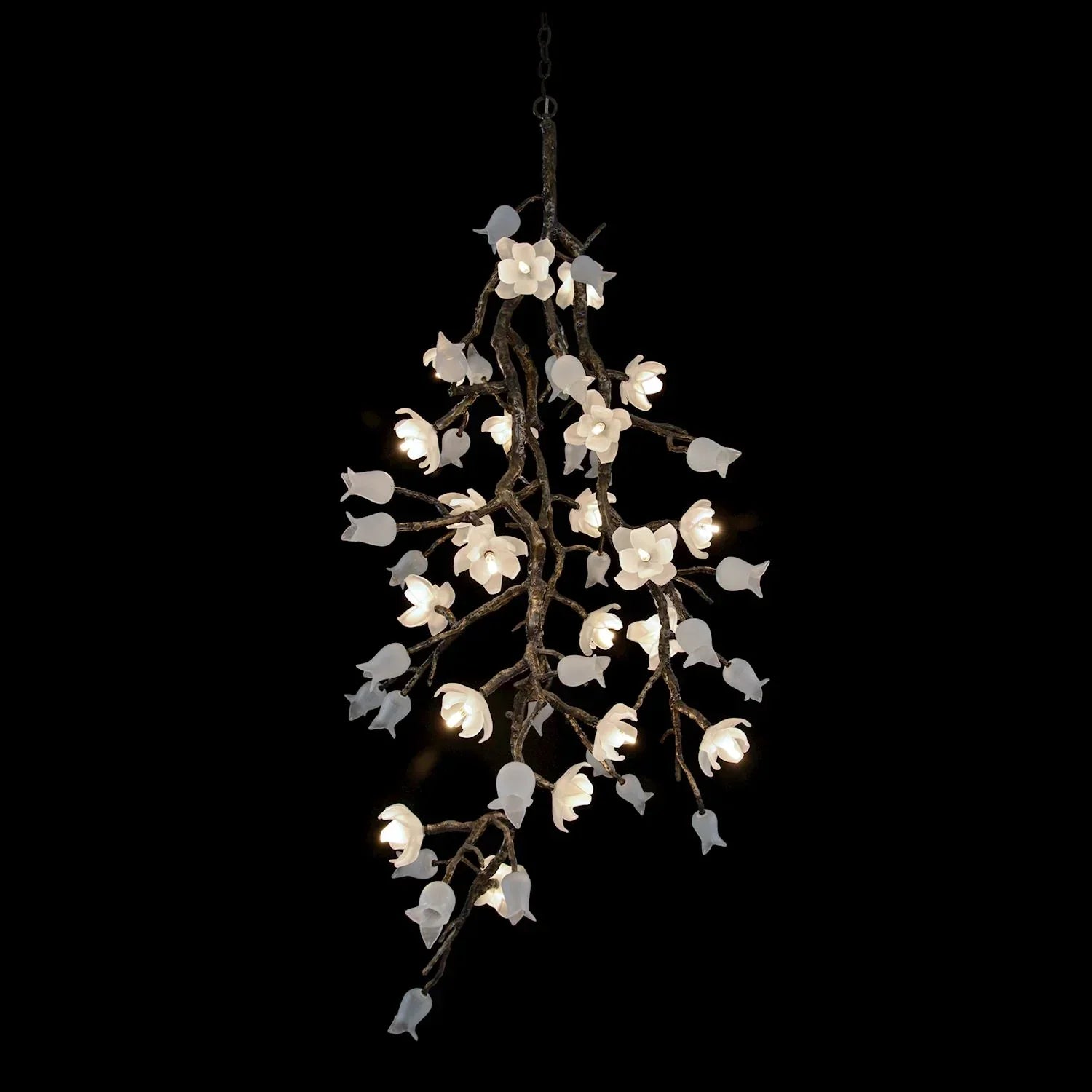 Churippu Magnolia & Tulip Glass Bronze Vertical Twenty-One Light Chandelier AJC-9326 - Zonesus