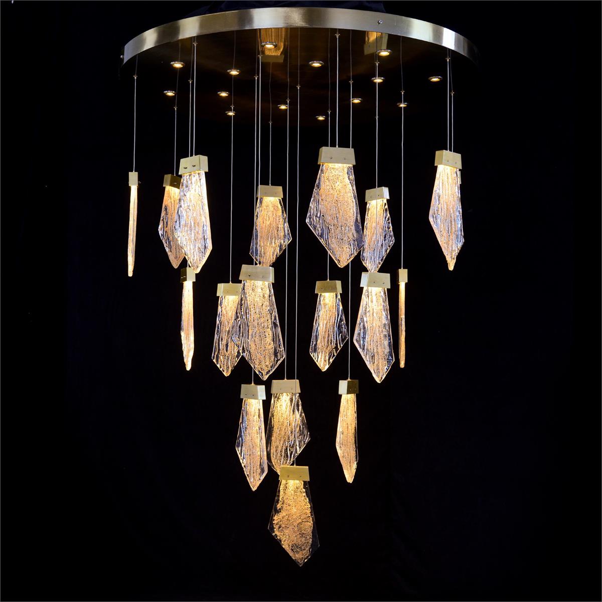 Lux Glass Crystal Thirty-Two-Light Drop Pendant Chandelier - Zonesus