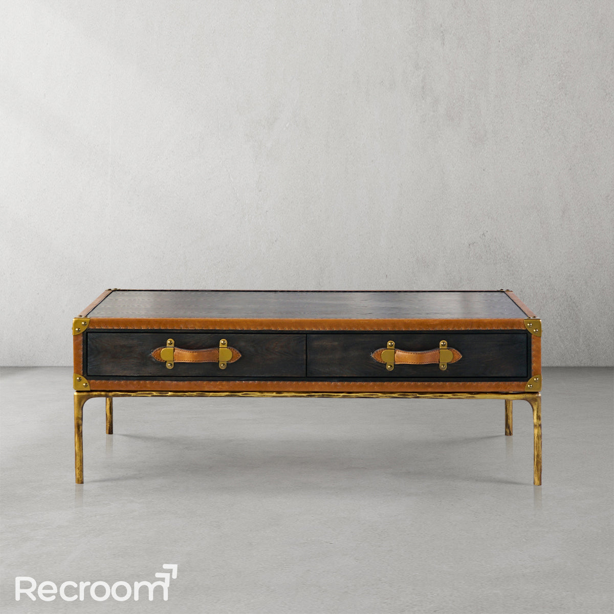 Thaddeo Vintage Leather Square Coffee Table - Zonesus