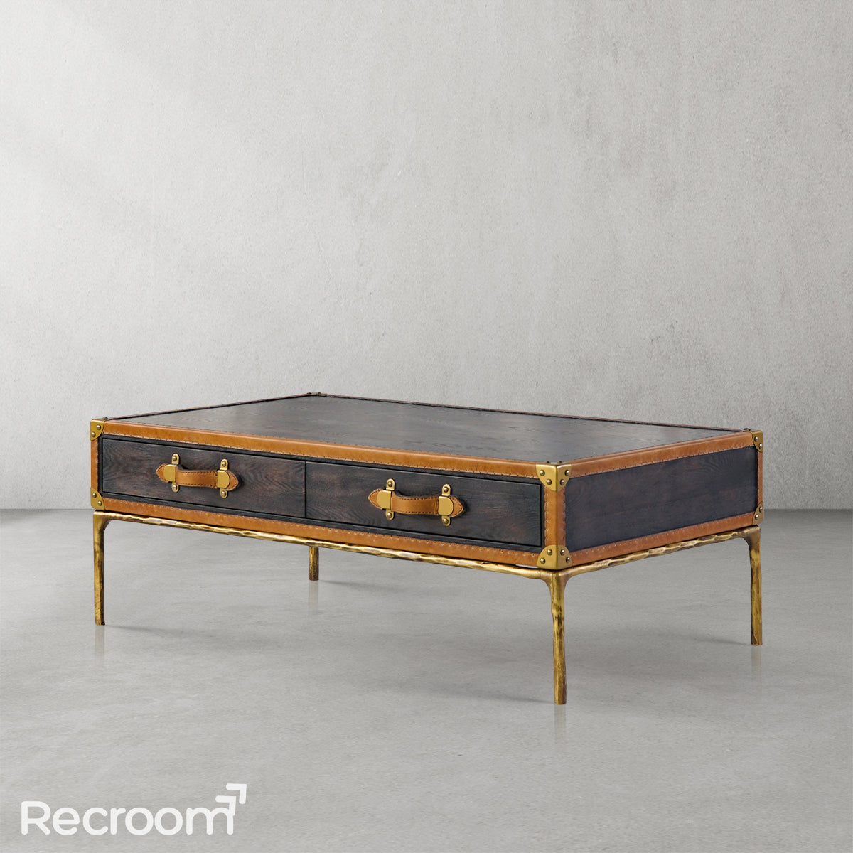 Thaddeo Vintage Leather Square Coffee Table - Zonesus
