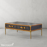 Thaddeo Vintage Leather Square Coffee Table - Zonesus