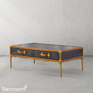 Thaddeo Vintage Leather Square Coffee Table - Zonesus