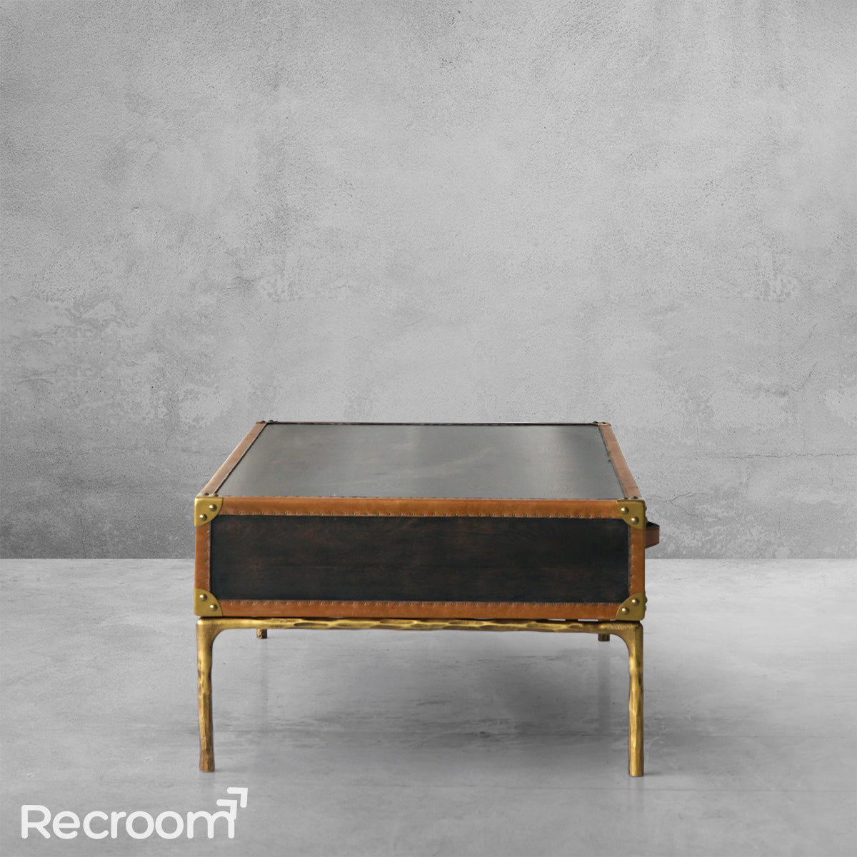 Thaddeo Vintage Leather Square Coffee Table - Zonesus