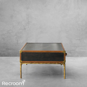 Thaddeo Vintage Leather Square Coffee Table - Zonesus