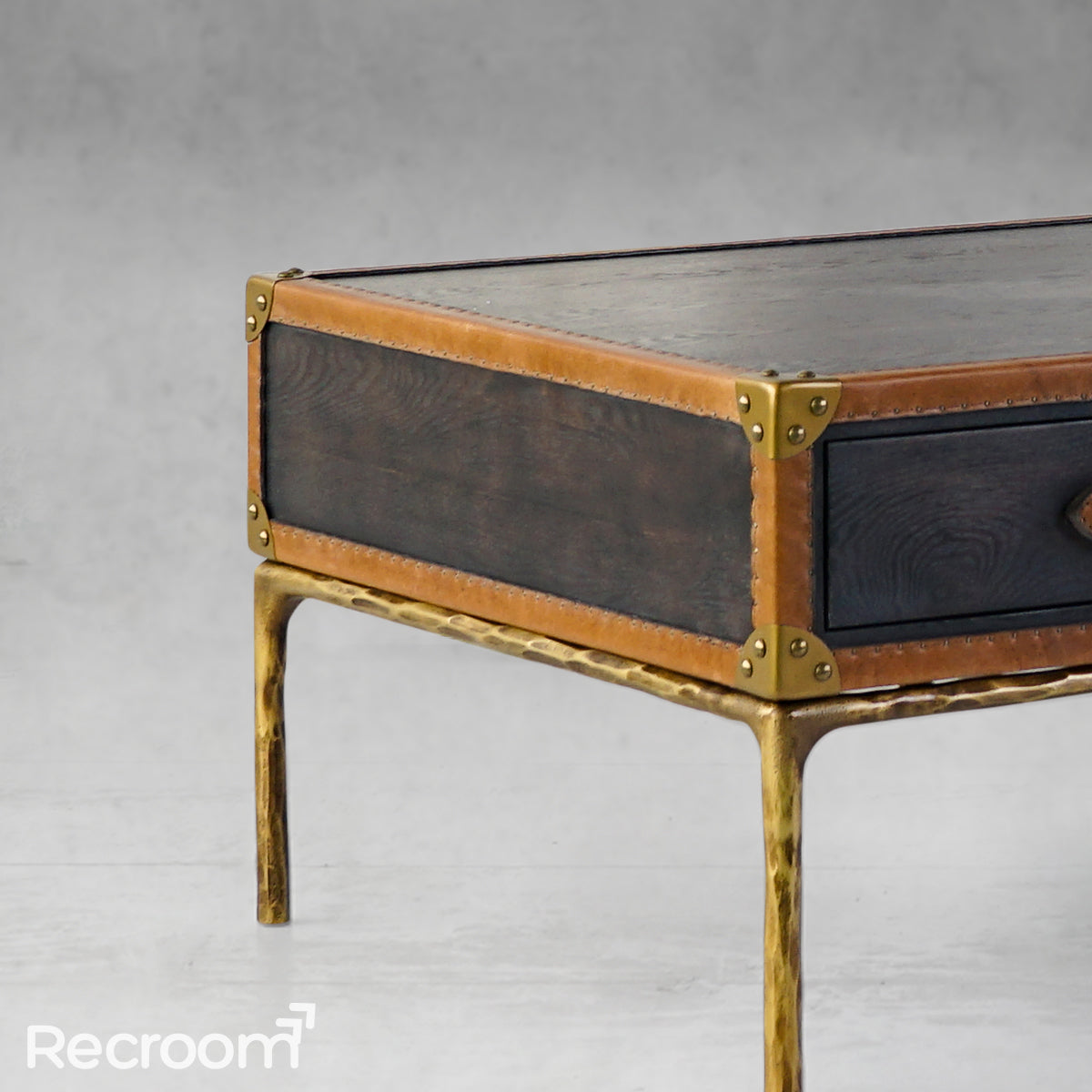 Thaddeo Vintage Leather Square Coffee Table - Zonesus