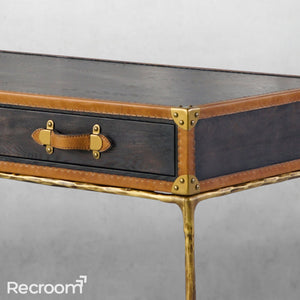 Thaddeo Vintage Leather Square Coffee Table - Zonesus