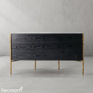 Thaddeo Metal Frame Rattan Side Cabinet - Zonesus