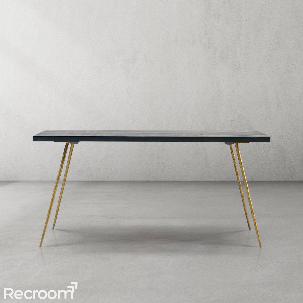 Thaddeo Retro Copper Frame Solid Wood Dining Bench - Zonesus