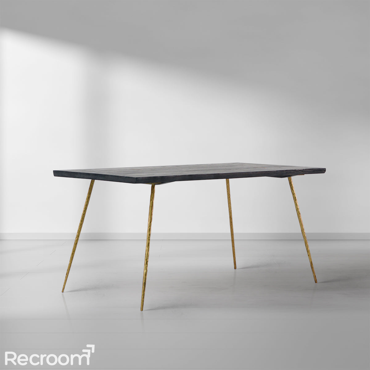 Thaddeo Retro Copper Frame Solid Wood Dining Bench - Zonesus