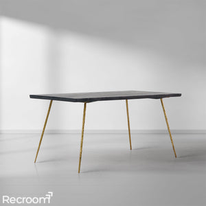 Thaddeo Retro Copper Frame Solid Wood Dining Bench - Zonesus