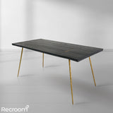 Thaddeo Retro Copper Frame Solid Wood Dining Bench - Zonesus