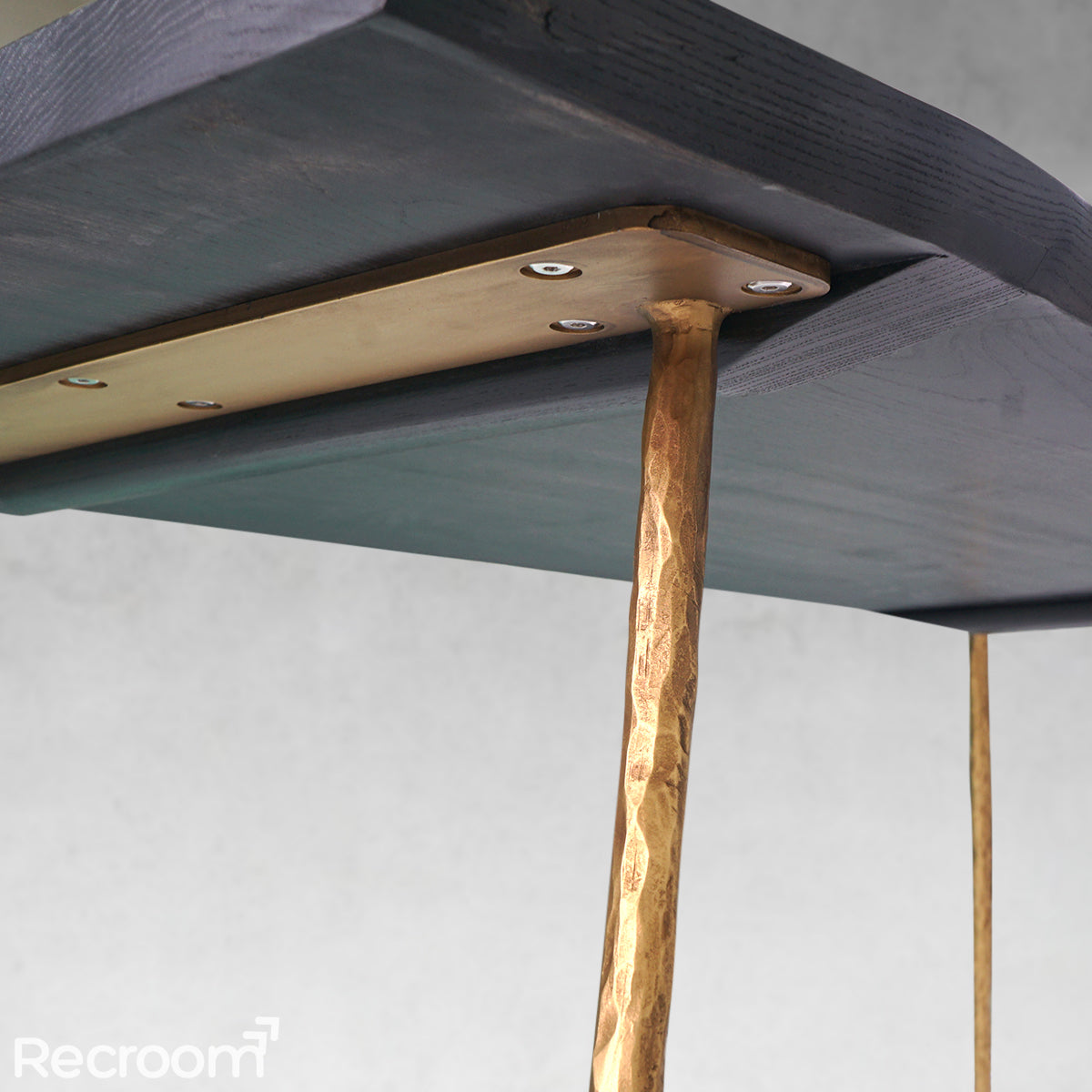 Thaddeo Retro Copper Frame Solid Wood Dining Bench - Zonesus