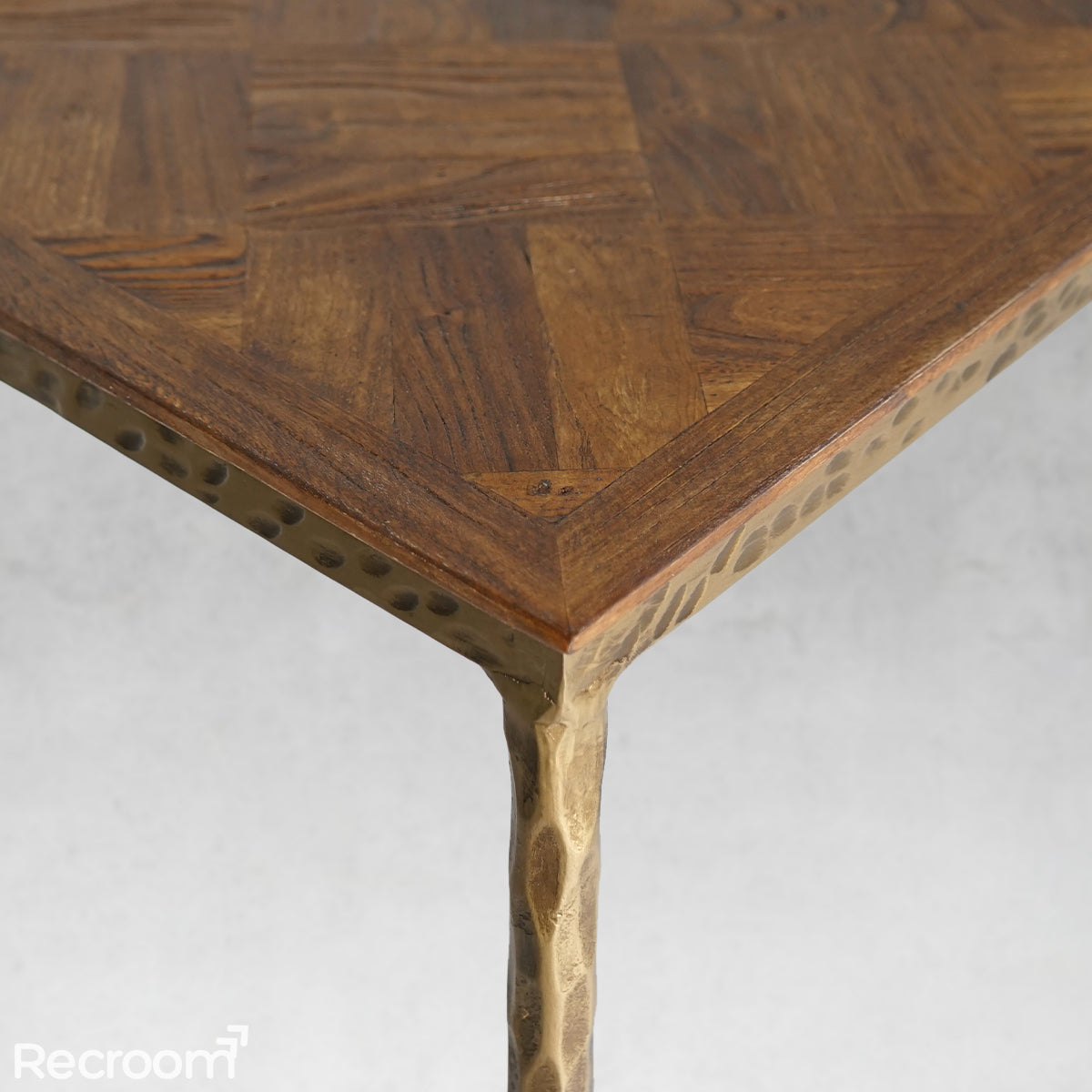 Thaddeo Metal Frame Elm Wood Console Table - Zonesus