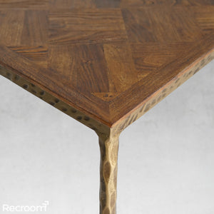 Thaddeo Metal Frame Elm Wood Console Table - Zonesus